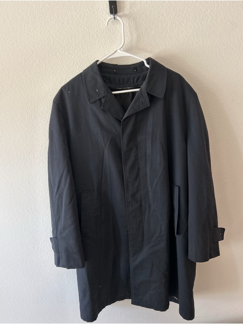 Men's Black Overcoat Jacket - Classic Water-Resistant Style